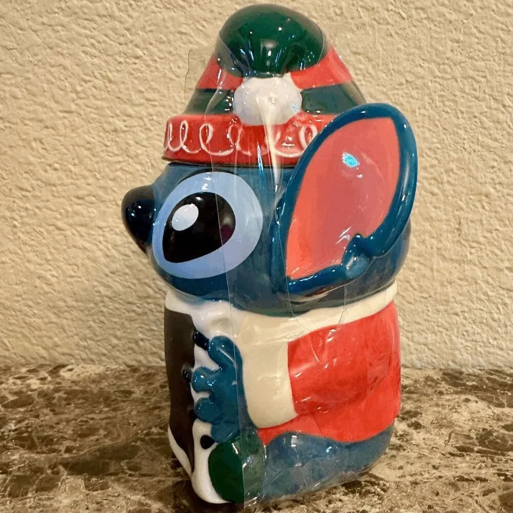 Elf Stitch Holiday Mug & Lid Disney Parks Lilo & Stitch NEW NIB Christmas Santa